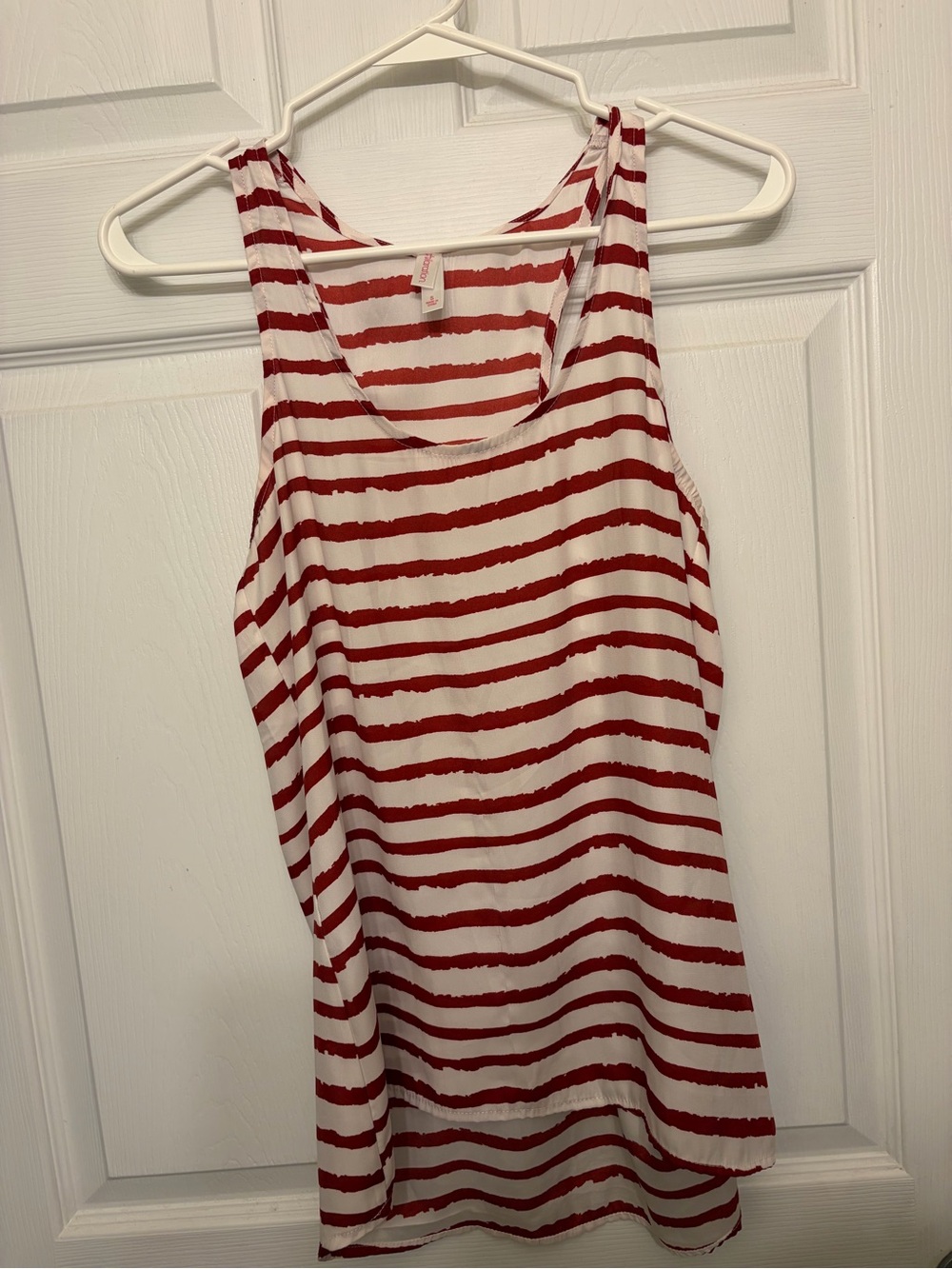 Women's Red and White Striped Tank Top
